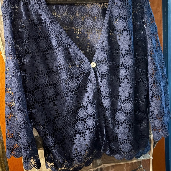Rabbit Rabbit Rabbit Midnight Blue Lace Top - Picture 1 of 3